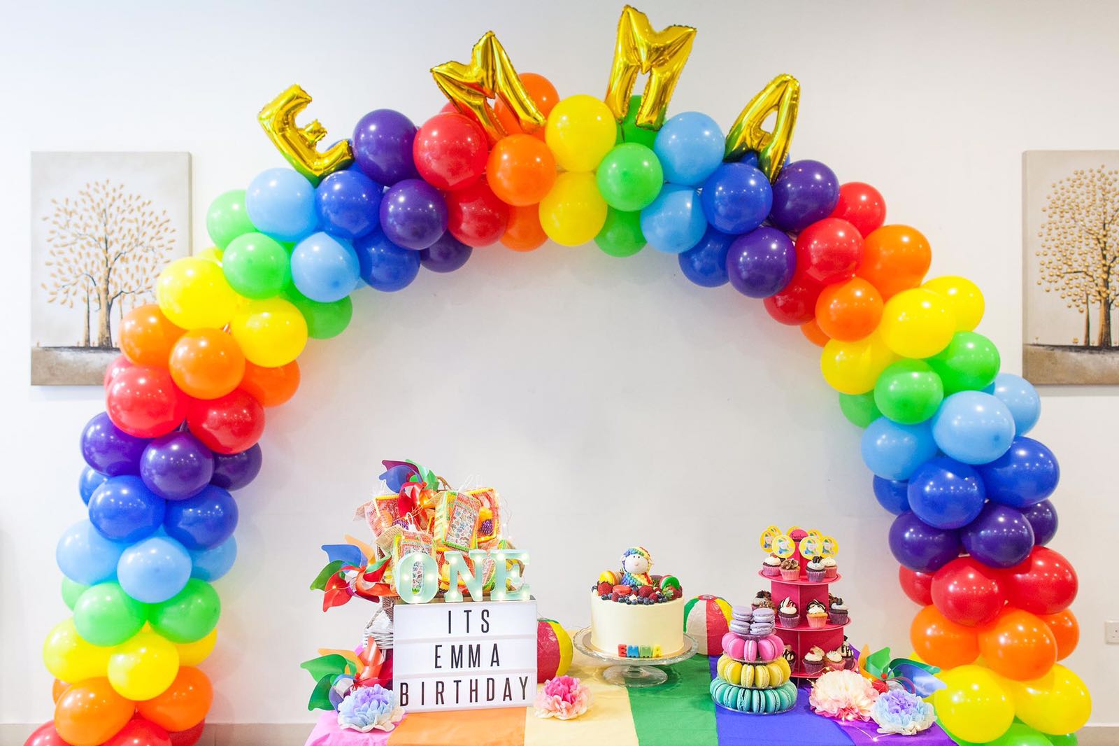 Rainbow arch with microfoil words