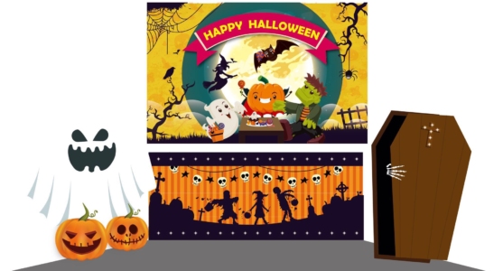 Halloween Banner, table skirting and standee