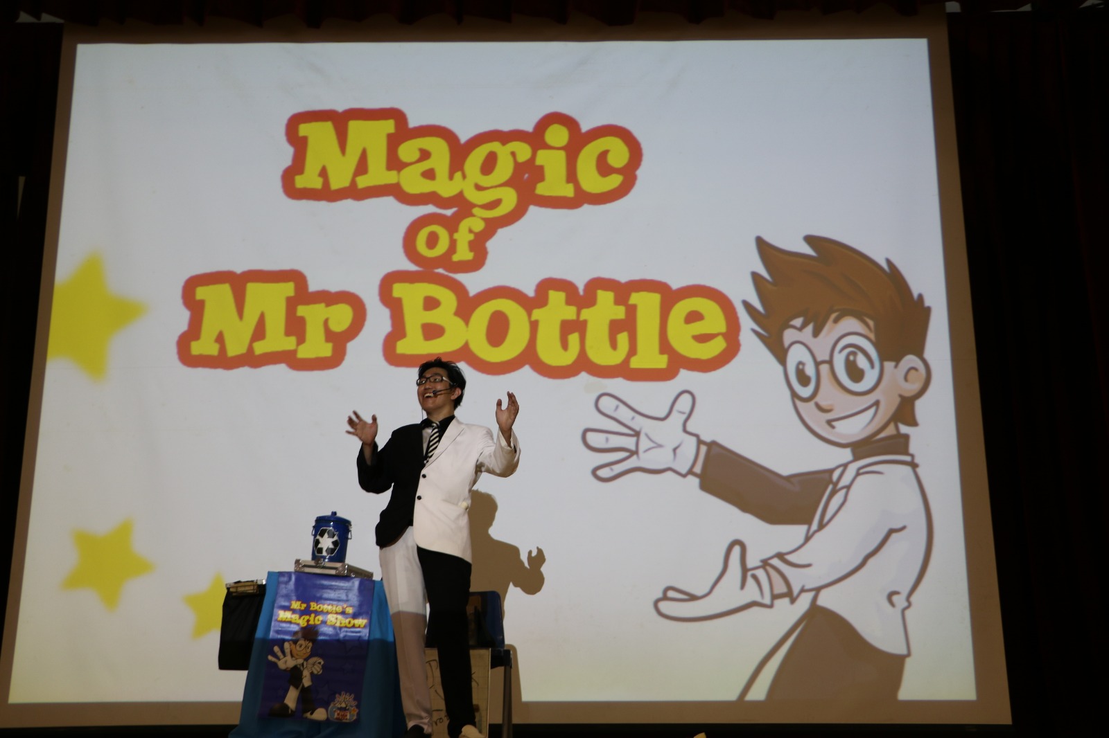 Mr Bottle's Magic Show at school assembly