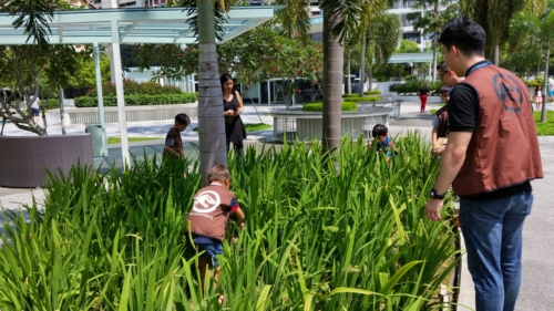 Children taking part in the mini dino hunt