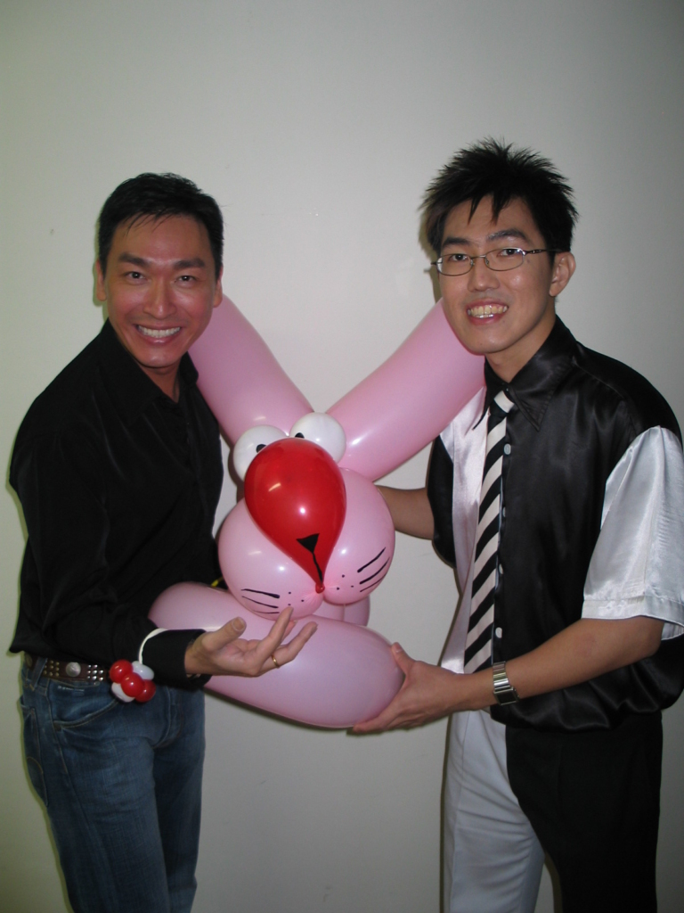 big balloon rabbit animal with mediacorp celebrity