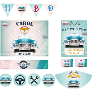 Retro car DIY party decoration